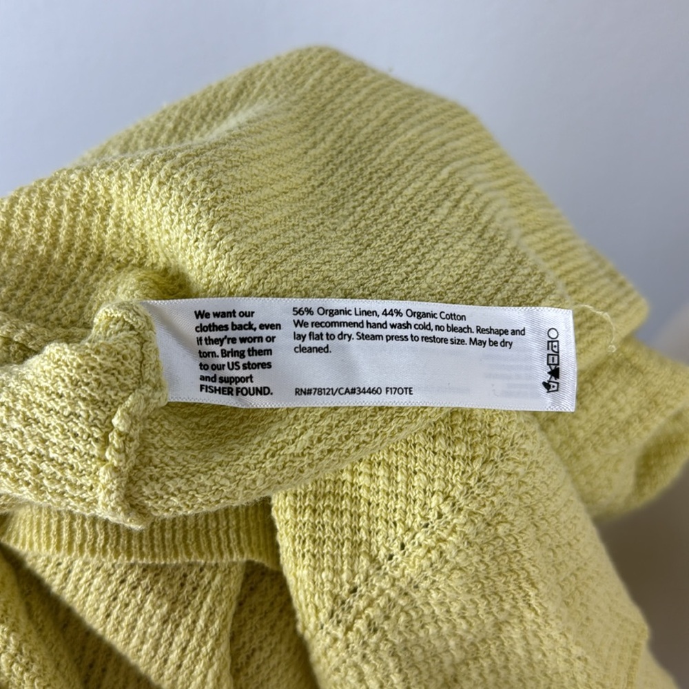 Eileen Fisher Linen & Cotton Blend Yellow Long Sleeve Knit V-neck Sweater, Sz 1X - Picture 7 of 7